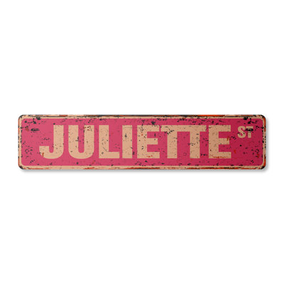 Juliette Street Sign Heavy Duty Plastic 6" X 24"