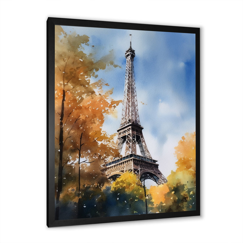 " Pastel Eiffel Tower In Paris I ", Black Single Picture Framed, 20" H x 12" W x 1" D