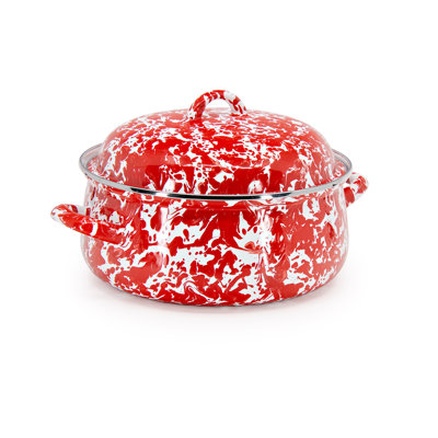 Golden Rabbit Swirl 4 Quarts Enamelware Round Dutch Oven