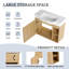Meuble-lavabo de salle de bain avec lavabo en céramique blanc, armoire de salle de bain murale avec porte à fermeture en douceur et tablette de rangement ouverte pour les petits espaces-129434509-129434508