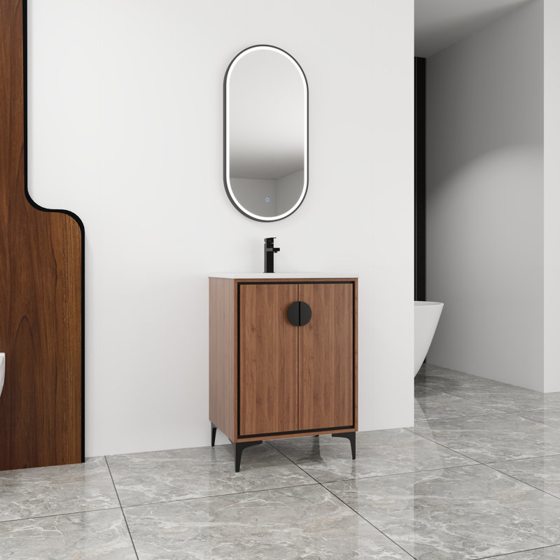 Ensemble de meuble-lavabo simple 24 po avec plateau en céramique Kelvis