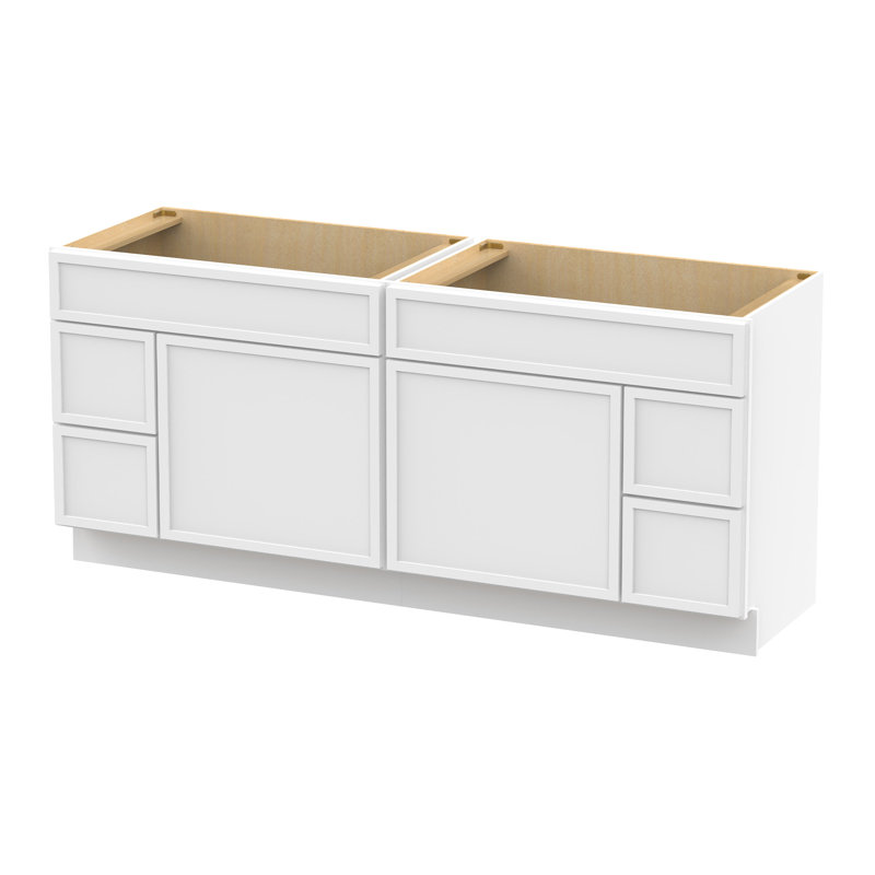 72'' Double Bathroom Vanity Base Only, White