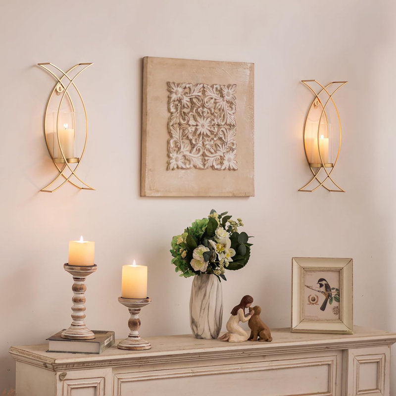 Candle Sconces Wall Decor Set of 2: Wall Hurricane Candle Holder