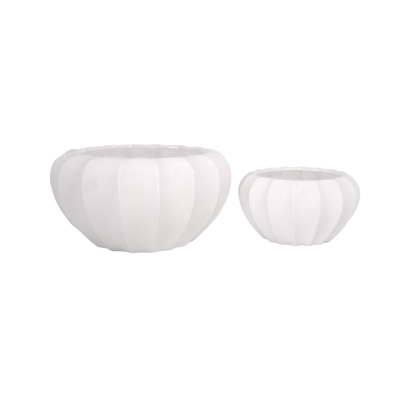 Stoneware Pot Set Of Two White