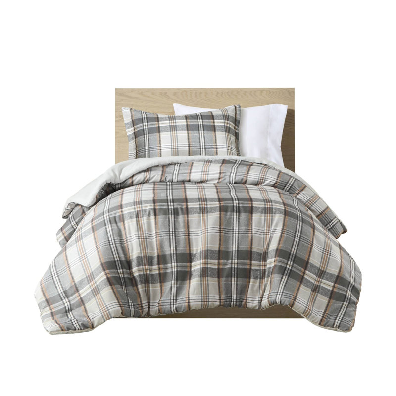 3PCS Full/Queen Plaid Duvet Cover Set
