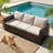 3-Seat Outdoor Brown Rattan Sofa  with Non-Slip Beige Cushion