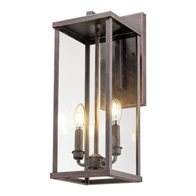 Outdoor Wall Light, 20 Inch Modern Exterior Wall Sconce With Clear Glass, Weather Resistant Outside Lights For House,Front Porch, Patio,Entryway(Antique Bronze)(Set Of 2)