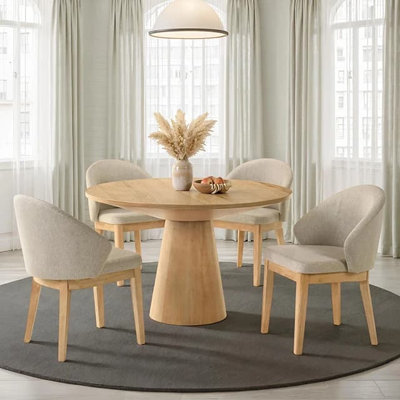 Tottenham Oak 48 Round Round Dining Table with Pedestal Base, Oak Fini