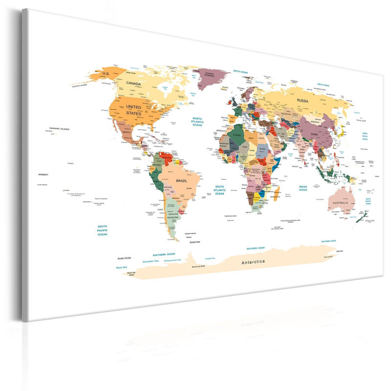 Voyage autour du monde sur toile, H 16 po x l 24 po x P 0,7 po