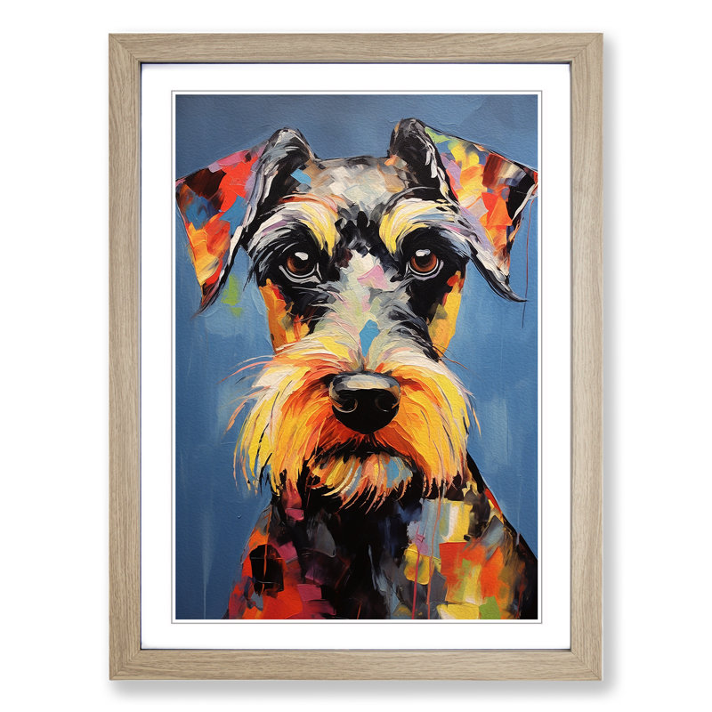 Schnauzer Expressionism Art - Framed Print, Oak Framed, 64cm H x 46cm W