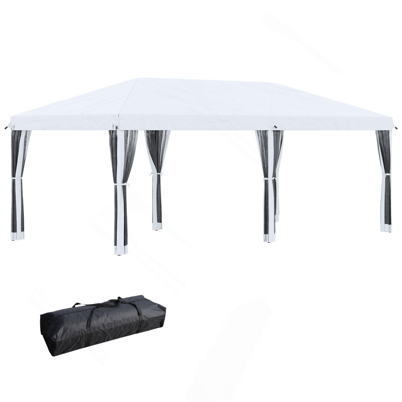 Tente avec auvent Pop Up Outsunny, White