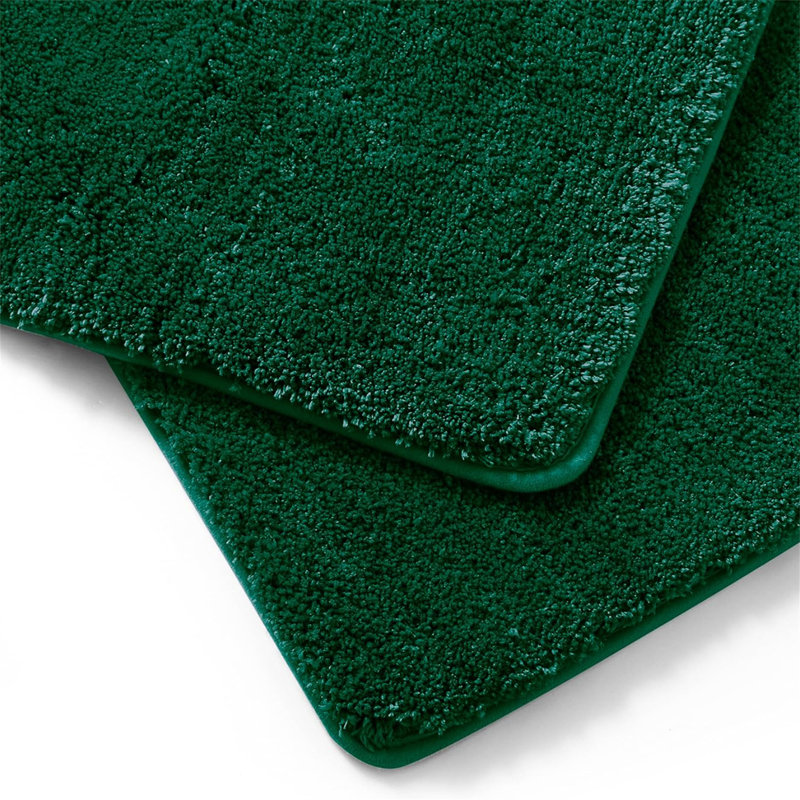 Ensemble de 2 tapis de salle de bain en microfibre vert (17 x 24 et 20 x 32) - Tapis de bain épais et antidérapant, lavables à la machine pour le plancher de la salle de bain, la baignoire et la douche