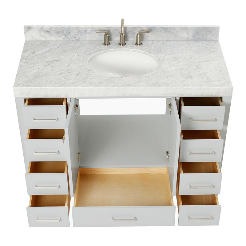 Ensemble de meuble-lavabo simple Cambridge, Ovale, Gris / Nickel brossé, 48" W