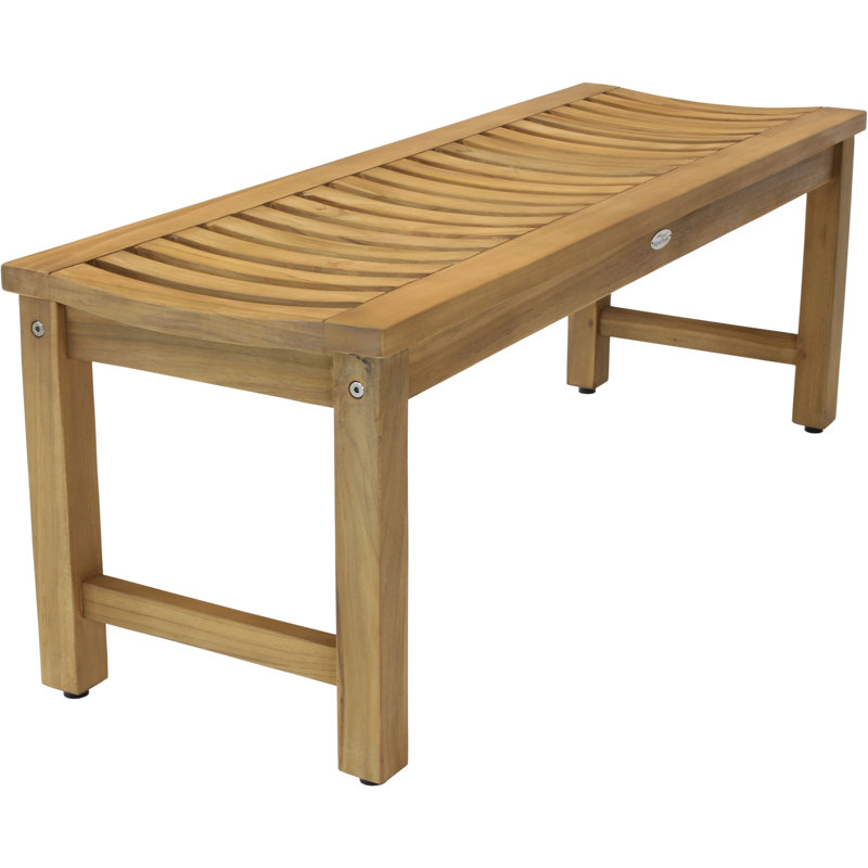 Outdoor Teak Bench, 17" H x 48" W x 16.5" D