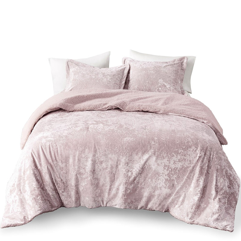 Édredon réversible mauve - double / grand, velours et