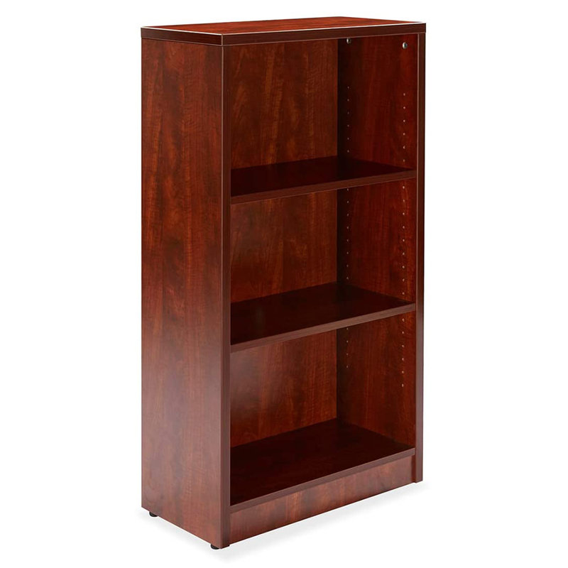 Bibliothèque moderne moderne à 3 niveaux l 24,4 ", Cerisier, (3 tablettes) H 44,1 po x l 24,4 po x P 11,6 po