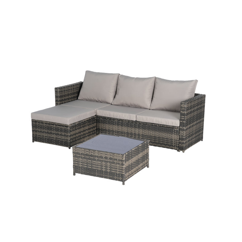 Ensemble de mobilier d'extérieur en forme de L pour patio, Gris clair