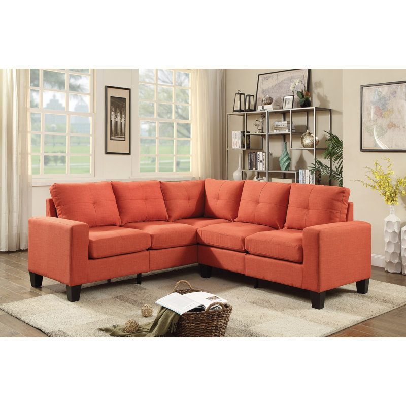 Canapé modulaire pour salon Furniture, Mélange de lin orange