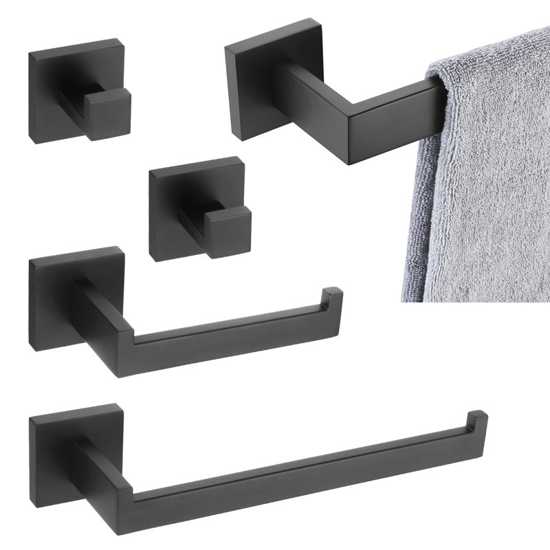 5 - Piece Bathroom Hardware Set, Matte Black