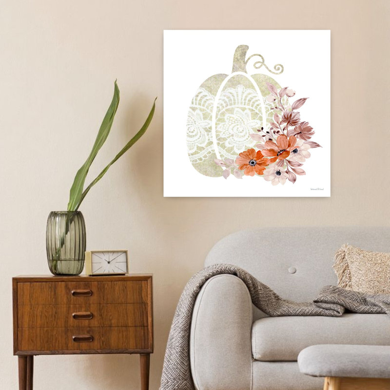 Dentelle citrouille 2, art moderne abstrait rustique d'automne, 24" H x 24" W