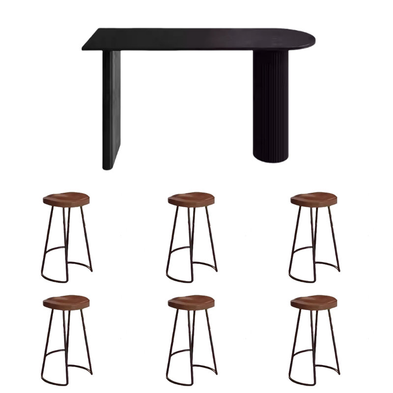 Table de bar en bois massif avec lumière luxueuse, H 41,3 po x L 78,7 po x l 17,7 po