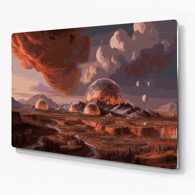 Space Terraformed Mars concepts Black Metal Wall Art