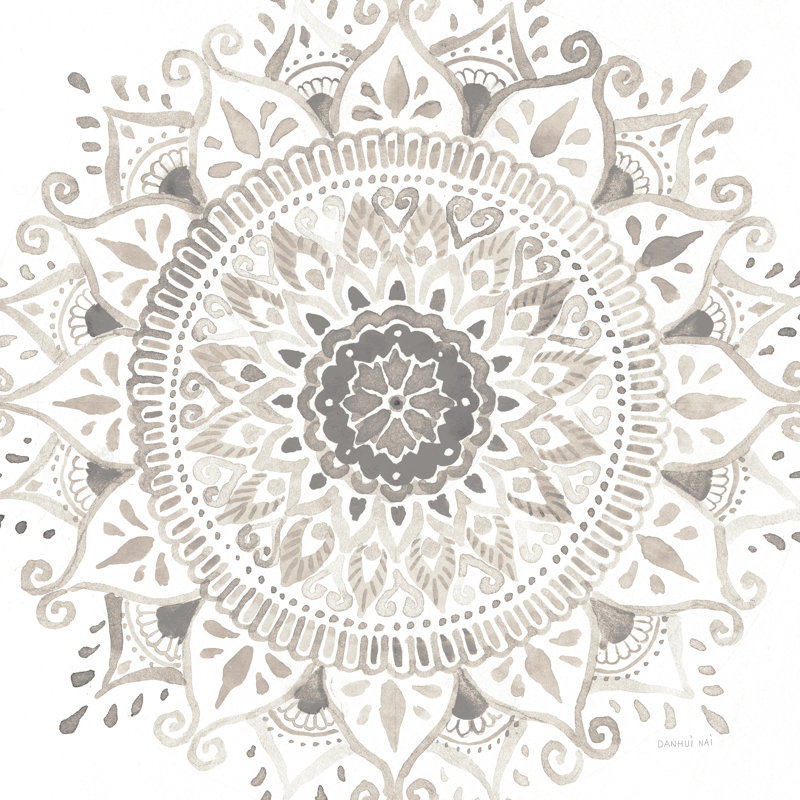 Mandala Delight I Neutral Crop by Danhui Nai - No Frame Print on Canvas, 91cm H x 91cm W x 3.8cm D
