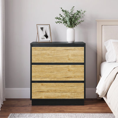 Table de chevet en bois 23,6 po avec 3 tiroirs