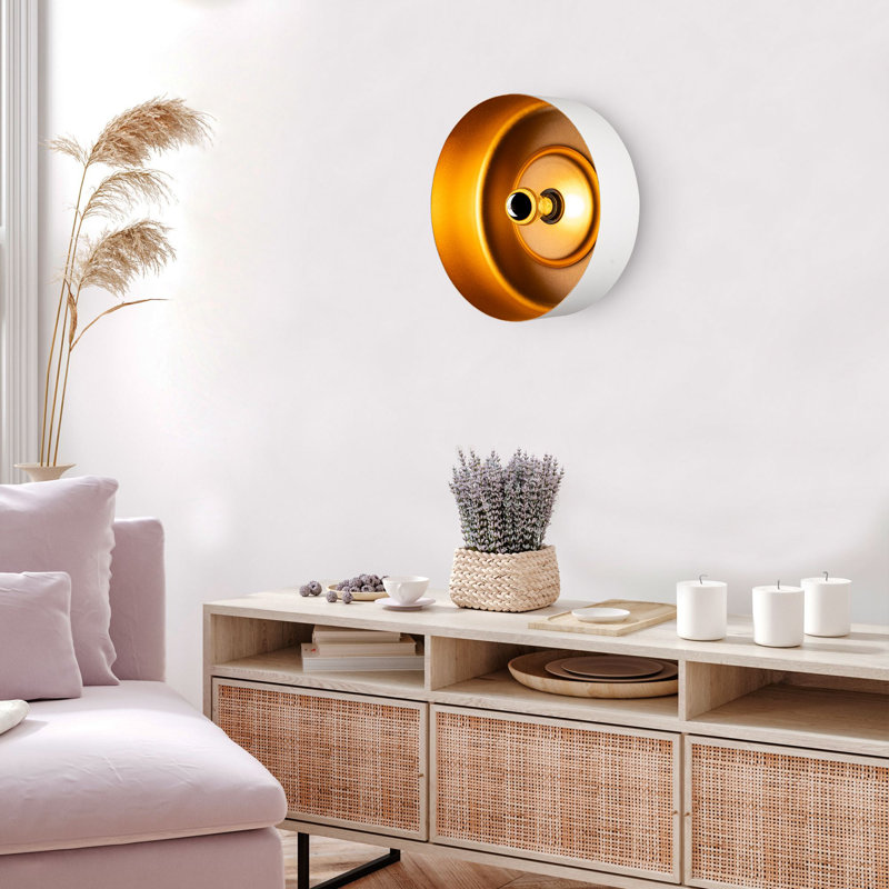 Modern Wall Lamp, White Metal Body, 13.8 x 13.8 x 7.1 inches | Cap Size: Ø13.8 x 4.3 inches | E27 Socket, Max 40W (Bulb Not Included) | IP20 Rated, Stylish Design for Home & Office Lighting