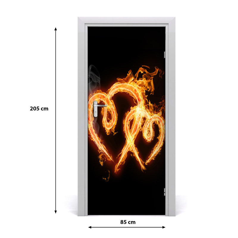 Heart On Fire Door Decal, 205cm H x 85cm W