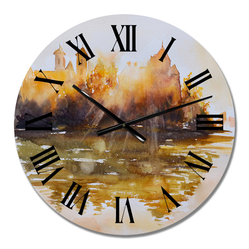 Monastère bénédictin au lever du soleil - horloge murale rétro, Petit