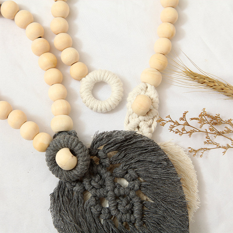Embrasse de rideau en coton et perles, Gris