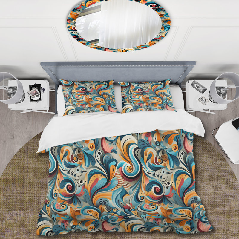 Ensemble de housse de couette Paisley Yellow And Blue Treasures Expedition, Housse de couette simple + 1 taie décorative stan