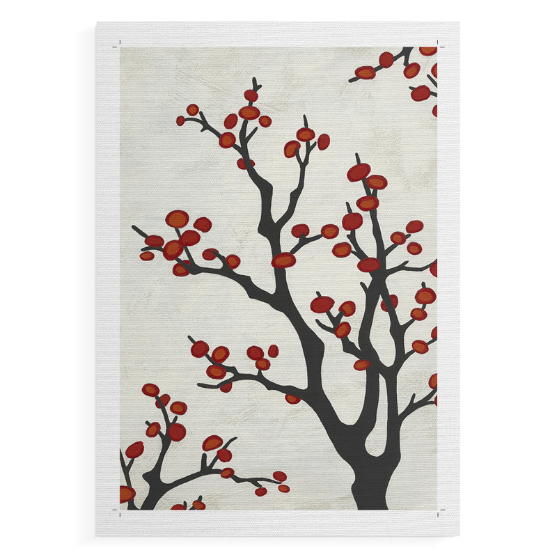 Branche de baies rouges II - impression sur toile seulement - non encadrée, H 27 po x l 18 po