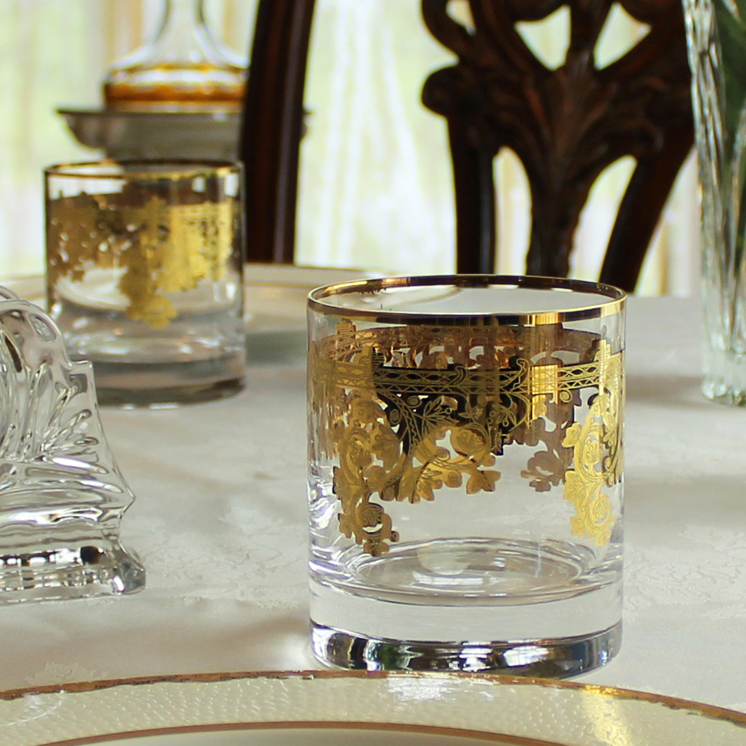 10oz. Handmade Crystal Whiskey Glass Set (Set of 4) Lorren Home Trends