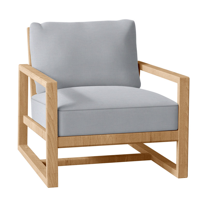 Méridienne Avondale, Teck naturel, Welt + bourre standard, Lin chambray