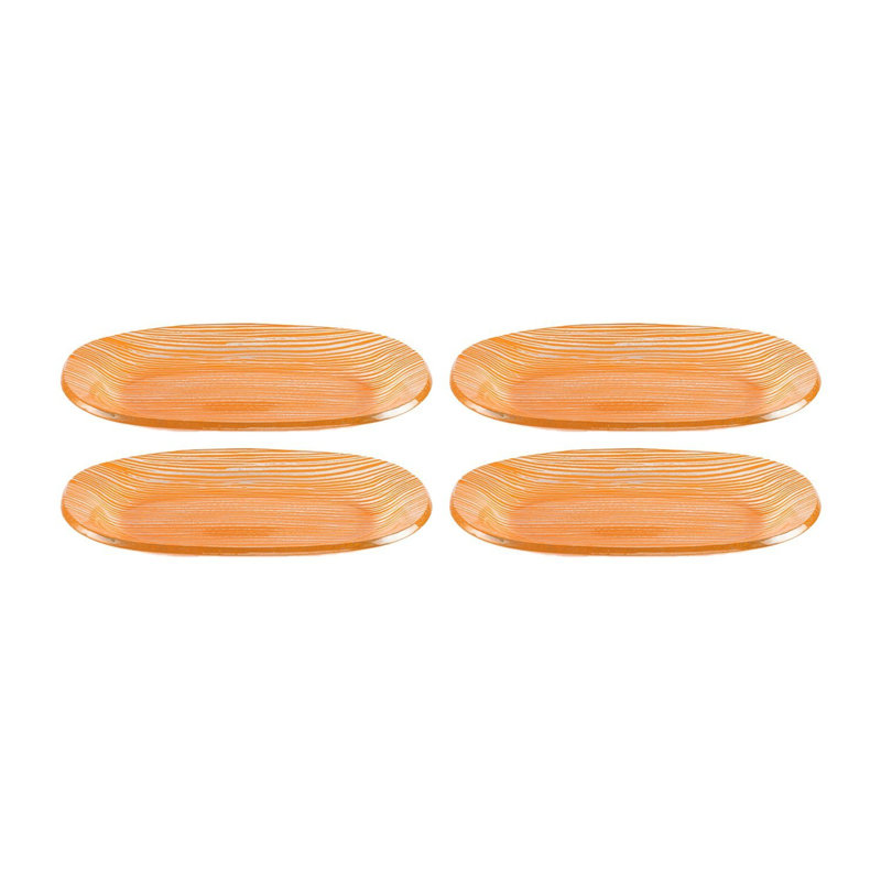 Vaisselle en verre 7,75 po x 4,25 po x H: plateau de verre ovale 0,5 po (ensemble de 4), Orange