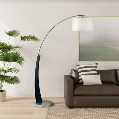 Plimpton 72"" 1 Light Arc Floor Lamp - Espresso Wood and Brushed Nickel, On/Off Switch, Metal base -  Nova of California, 2110003A