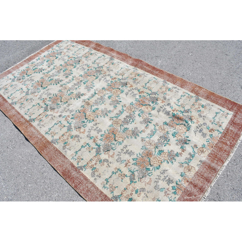 Tapis beige - Design rétro turc antique pour le bureau ou la chambre à coucher brun / beige