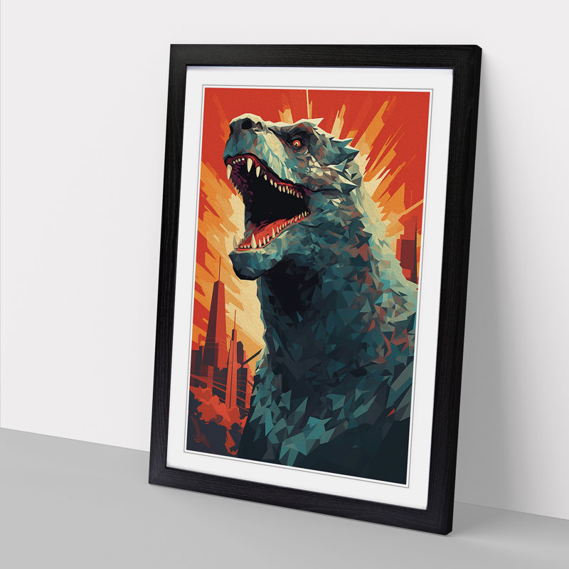 Godzilla Geometric Art - Framed Print