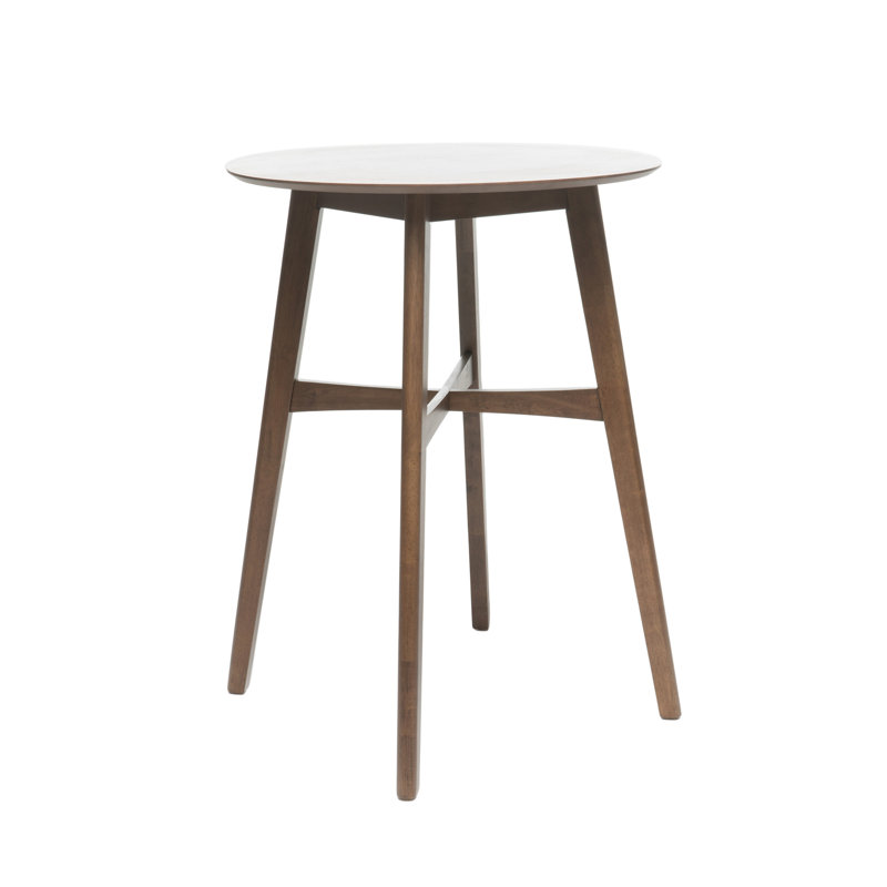 Table de salle à manger ronde, Noyer Naturel, L 31,5 po x L 31,5 po, Bar (hauteur de 42 po)