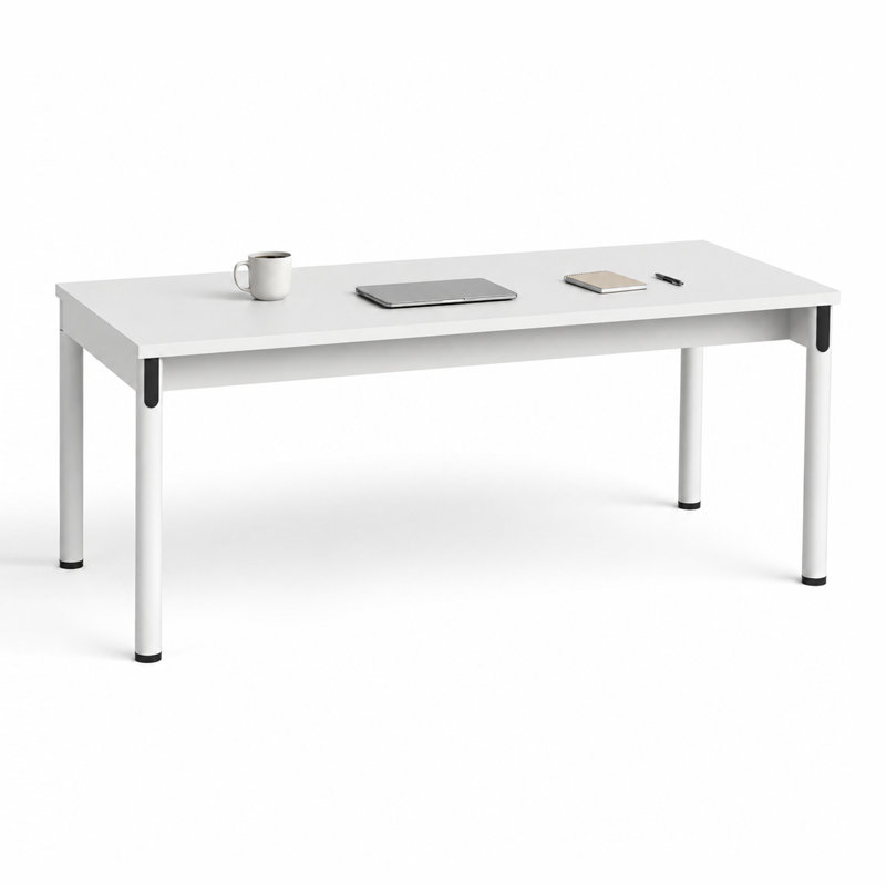 Table basse rectangulaire moderne YTElantivo de 120 cm (47,2 po) avec dessus blanc et pieds en métal