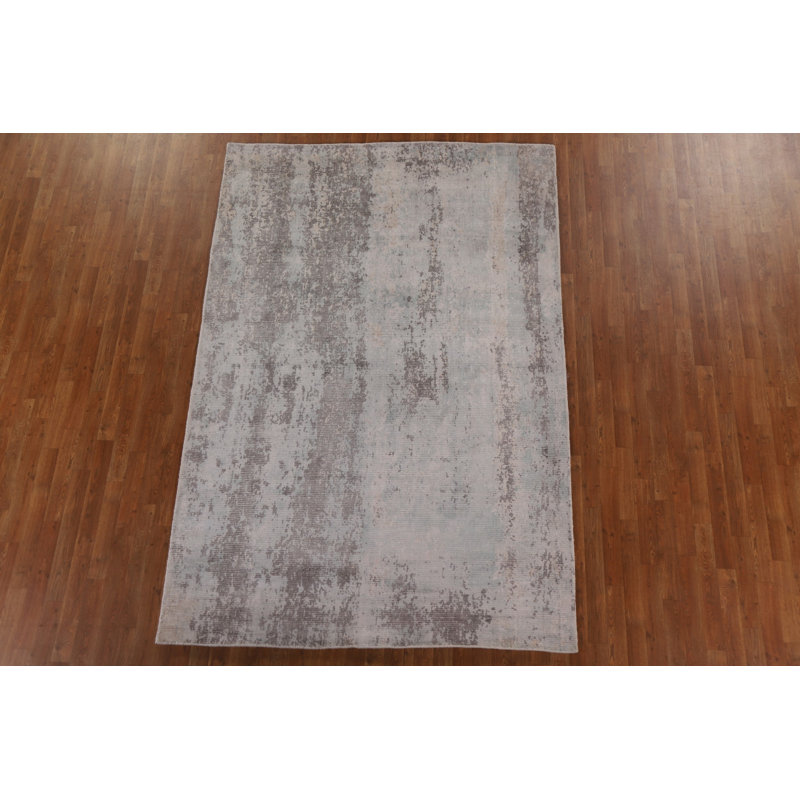 Tapis abstrait d'aspect usé noué à la main 6 x 9
