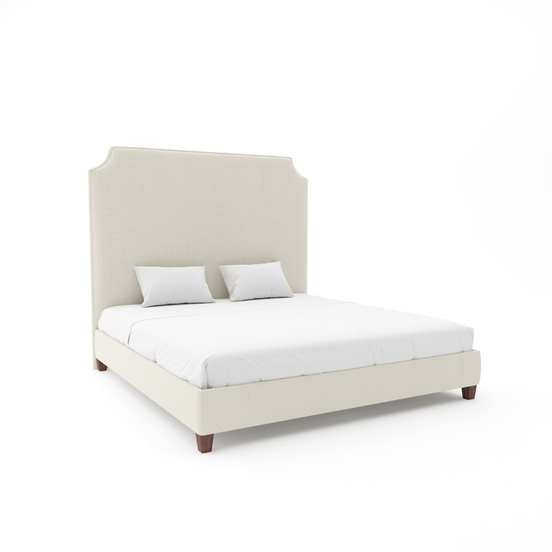 Caldwell Custom Upholstered Bed with 9" Rails, Queen, White, Livable Luxe Crypton Creme