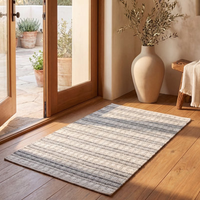 Tapis rayé en soie de bambou Russo