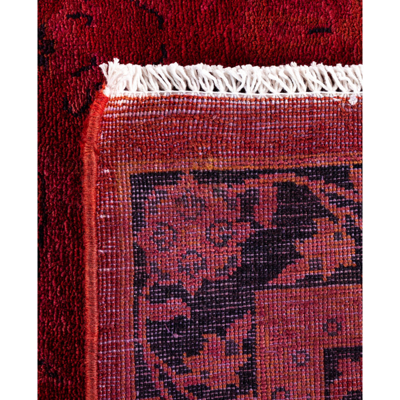 Overdyed Hand-Knotted Wool Modern-Contemporary Pink Area Rug 9' 3" x 11' 10"