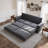 93.7" King Pull Out Sofa Bed, Velvet Convertible Sleeper Couch With Nailhead Trim, Oversized Mid Century Modern Chesterfield Sofa Sleeper Sectional Couch For Living Room-2016632477