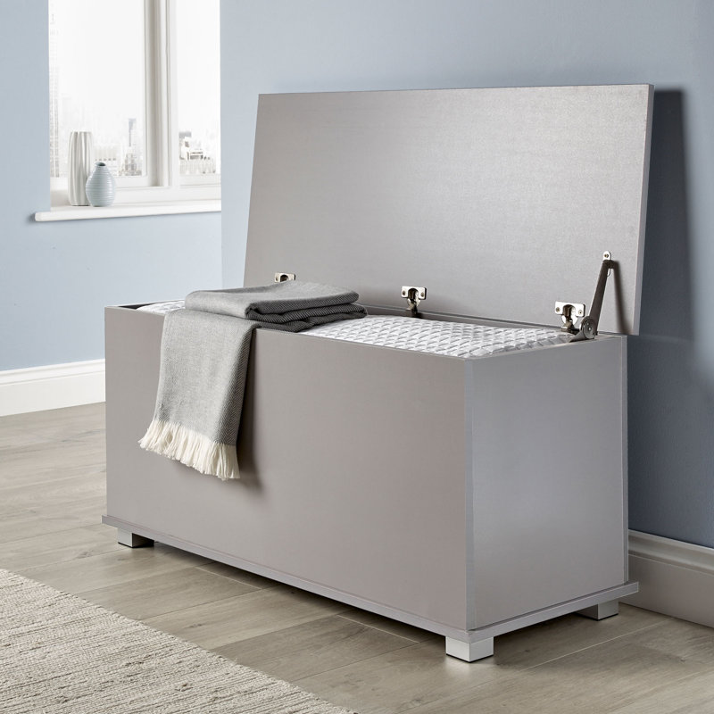 Starbuck Blanket Ottoman Storage Box Chest, Grey