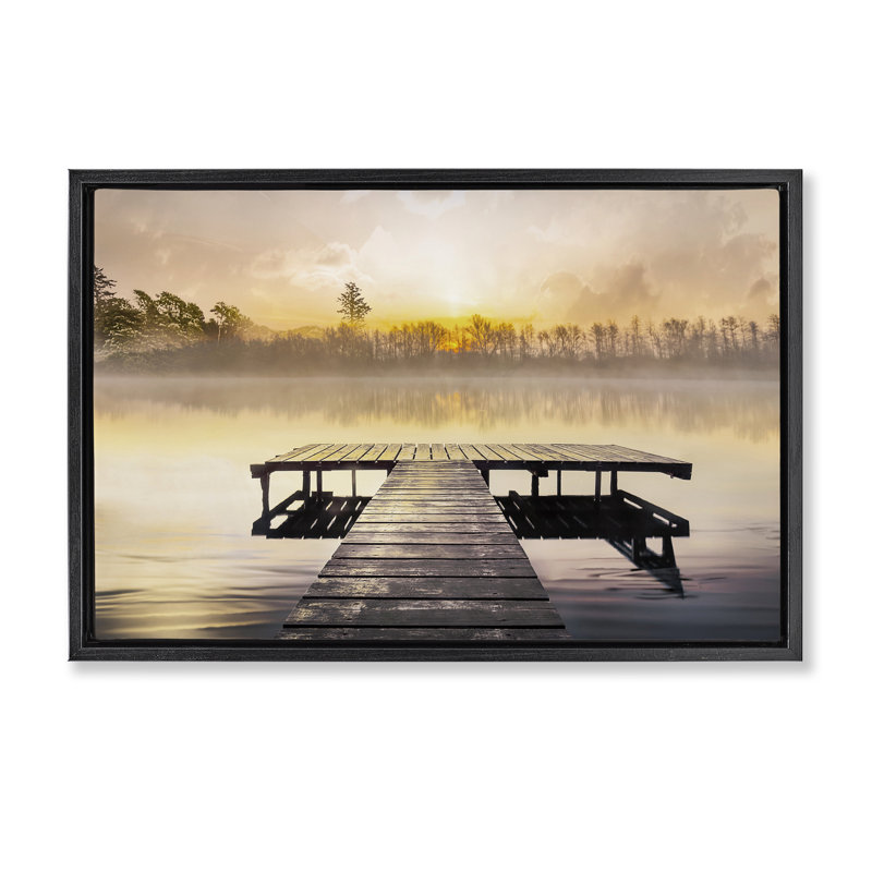 Cadre flottant Summer Sunrise Dock, design par Mike Calascibetta, H 21 po x l 31 po, Cadre flottant noir de jais