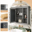Armoire de rangement pour salle de bain 35 po x 27,5 po avec miroir, fixation murale grise polyvalente, miroir de salle de bain, 35 po x 27,5 po, planche, spacieux-52897119